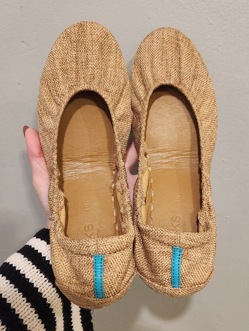 Tieks Gavrieli Brentwood Tan Size 10 Vegan Ballet Travel Folding Flats Shoes